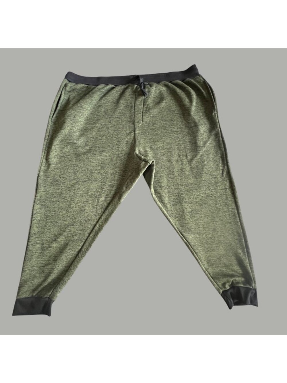 Real Essentials Mens 5X Tall Olive Green Joggers With Black Cuffs Drawstring Wai